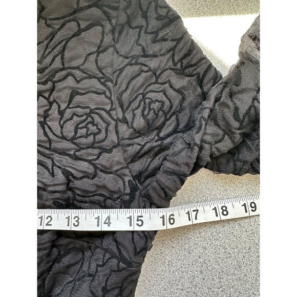 Antthony Studio Midi Dress Women 4 Black Rose Embroidered Bell Sleeve - Picture 9 of 11